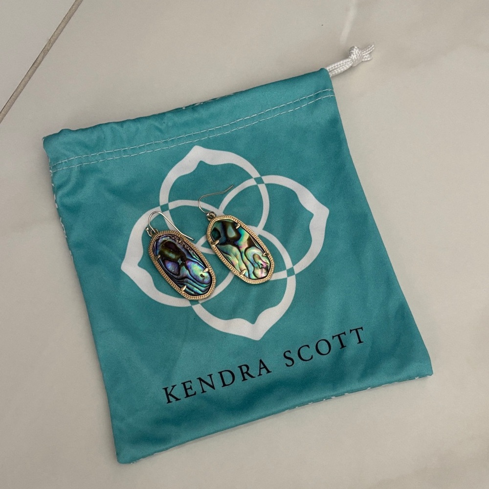 Kendra Scott Elle Gold Drop Earrings in Abalone Shell